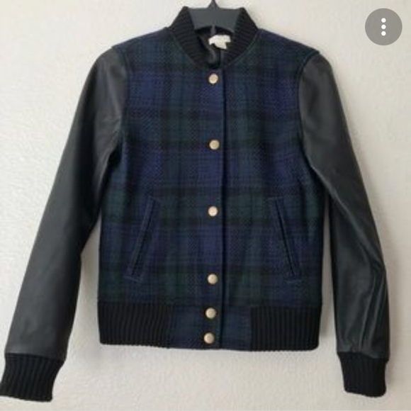 J. Crew Jackets & Blazers - J. Crew wool plaid and faux leather bomber jacket